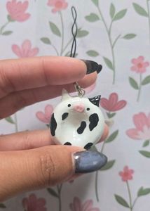 Cute Cow Worry Stone Charm Keychain/Accessory