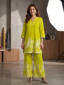 Neon Yellow Designer Coord Set