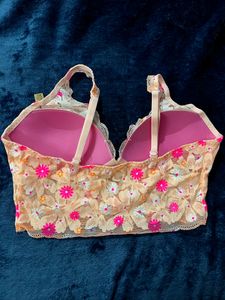 VS PINK LACE LIGHTLY LINED PLUNGE BRALETTE