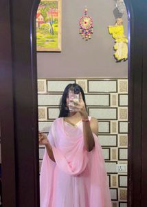 Elegant Pink anarkali Suit chuni