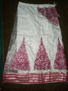 Pink &amp; White Embellished Lehenga Choli Set