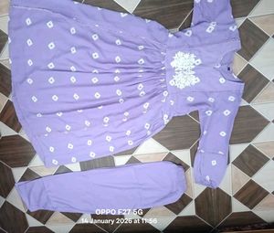 Lilac Embroidered Kurta Set