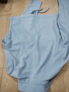 Light Blue Tie-Front Crop Top