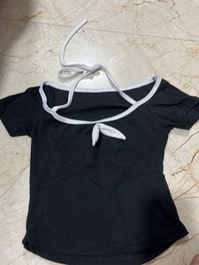 Stylish Black Halter Neck Top