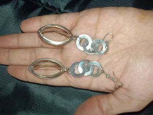 Unique Silver Tone Hoop Earrings