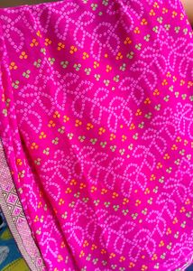 Pink Bandhani Saree
