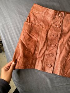 Brown leather skirt