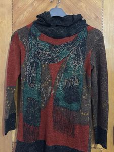 Vintage Style Embellished Turtleneck Sweater