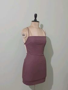 Mauve Backless Mini Dress with Criss-Cross Straps