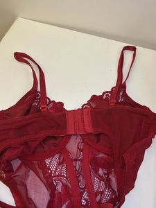 Women's Red Lace Bra with Garter Straps