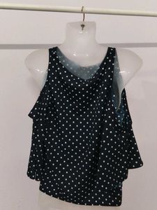 Chic Polka Dot Cold Shoulder Top