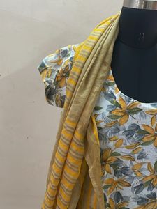 Yellow Floral Kurta Set with Dupatta