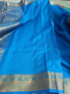 Blue and Yellow Checks saree