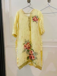 Yellow Kurta Set with Floral Print
