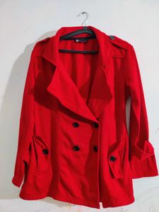Red Double Breasted Trench Coat