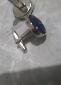 Elegant Navy Blue Polka Dot Cufflinks
