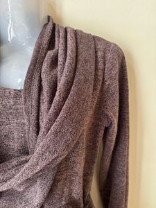 Tailored Cozy Long-Sleeve Cowl Neck Dress