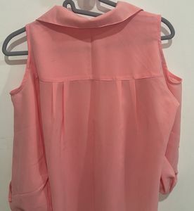 Chic Pink Cold Shoulder Blouse