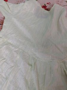 Elegant Mint Green Kurta with Embellished Neckline
