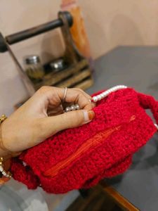 Red Rose Crochet Crossbody Bag