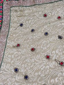 Elegant Beige Embroidered Saree