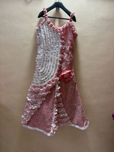 Designer Pink &amp; White Embellished Gown