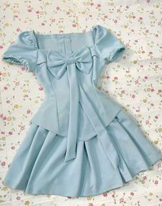 Light Blue Bow Detail Dress y2k short gown