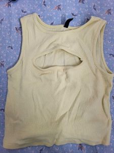 Pale Yellow Cut-Out Tank Top