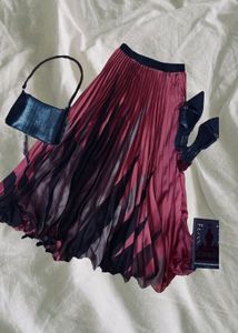Maroon Aesthetic Skirt with Abstract Print