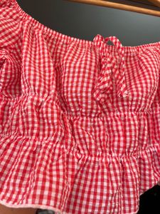 Shein Red Gingham Top