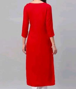 Red Embroidered Kurta