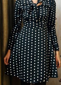 Polka Dot Short Dress with full sleeves