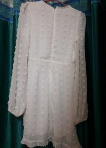 Elegant White Lace Detail Mini Dress