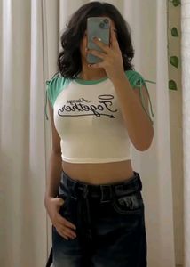 Green Cute Crop Top