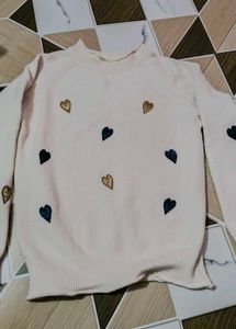 Cute Heart Embroidered Sweater