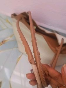 Chic White &amp; Tan Shoulder Bag
