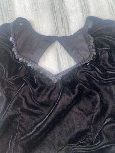 Black Velvet Blouse with Sequins