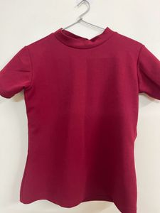 Maroon Mock Neck Top