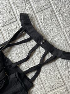 Black Stripped neck top