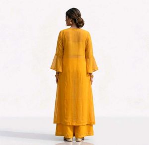 Vibrant Yellow Embroidered 3 piece set