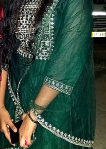 Emerald Green Embroidered Anarkali/ Gown