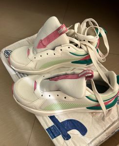Puma Sneakers - White with Pink &amp; Teal Accents
