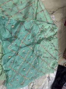 Beautiful Mint Green ombre fabric with Gold
