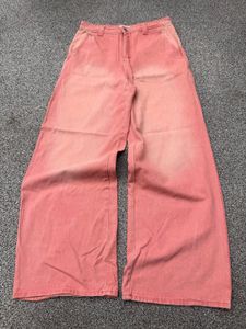 Wide Leg Pink Cargo Pants