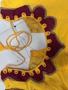Yellow &amp; Maroon Embroidered Blouse