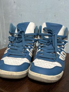 Retro High-Top Sneakers - Blue &amp; White