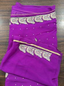 Beautiful Purple Embroidered Saree