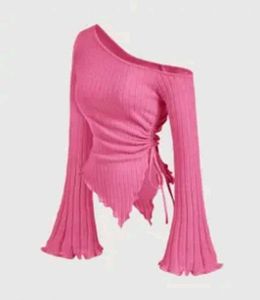 Hot Pink One-Shoulder Ruched Top