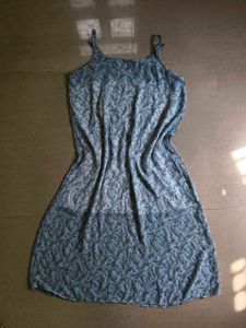 Light Blue Floral Print Summer Dress