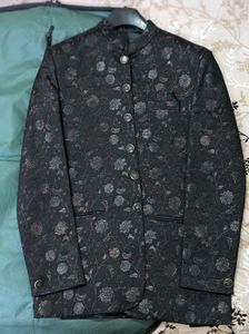 Bandhgala Festival & Wedding Blazer (Black Maroon)